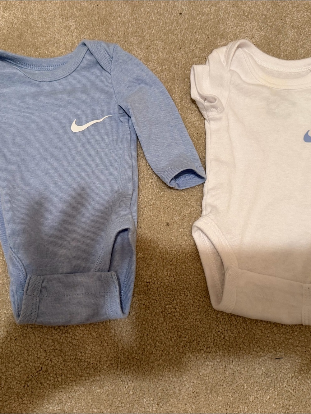 Nike Baby Long-Sleeve One-Piece Bodysuit - Blue and White